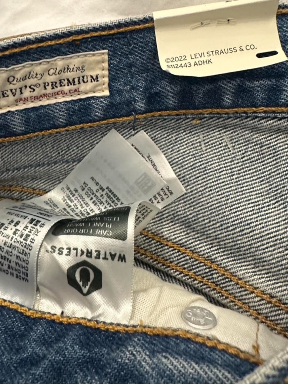 Levi's 501 Blue Jeans with White Floral Print - Picture 5 of 8